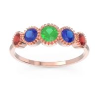 Emerald Fashion Ring In 18K Rose Gold With Blue Sapphire And Garnet – Avastha Minimalist Ring