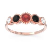 Garnet Fashion Ring In 18K Rose Gold With Black Onyx And Lab Diamond – Avastha Minimalist Ring