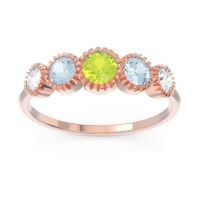 Peridot Fashion Ring In 18K Rose Gold With Aquamarine And Lab Diamond – Avastha Minimalist Ring