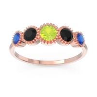 Peridot Fashion Ring In 18K Rose Gold With Black Onyx And Blue Sapphire – Avastha Minimalist Ring