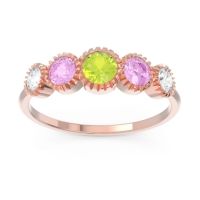 Peridot Fashion Ring In 18K Rose Gold With Pink Tourmaline And Lab Diamond – Avastha Minimalist Ring