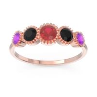 Ruby Fashion Ring In 18K Rose Gold With Black Onyx And Amethyst – Avastha Minimalist Ring