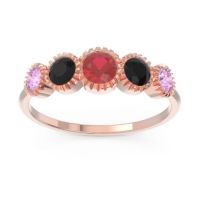 Ruby Fashion Ring In 18K Rose Gold With Black Onyx And Pink Tourmaline – Avastha Minimalist Ring