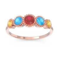 Ruby Fashion Ring In 18K Rose Gold With Swiss Blue Topaz And Citrine – Avastha Minimalist Ring