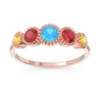 Swiss Blue Topaz Fashion Ring In 18K Rose Gold With Ruby And Citrine – Avastha Minimalist Ring