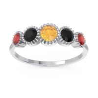 Citrine Fashion Ring In 14k White Gold With Black Onyx And Garnet – Avastha Minimalist Ring