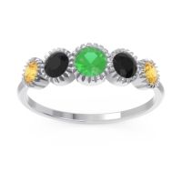 Emerald Fashion Ring In 14k White Gold With Black Onyx And Citrine – Avastha Minimalist Ring