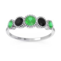 Emerald Fashion Ring In 14k White Gold With Black Onyx – Avastha Minimalist Ring