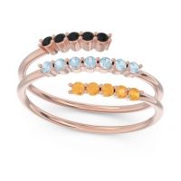 Aquamarine Fashion Ring In 14K Rose Gold With Black Onyx And Citrine – Nirjhari Minimalist Ring