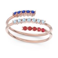 Aquamarine Fashion Ring In 14K Rose Gold With Blue Sapphire And Ruby – Nirjhari Minimalist Ring