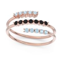 Black Onyx Fashion Ring In 14K Rose Gold With Aquamarine – Nirjhari Minimalist Ring