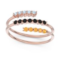 Black Onyx Fashion Ring In 14K Rose Gold With Aquamarine And Citrine – Nirjhari Minimalist Ring