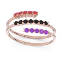 Black Onyx Fashion Ring In 18K Rose Gold With Ruby And Amethyst – Nirjhari Minimalist Ring
