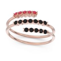 Black Onyx Fashion Ring In 18K Rose Gold With Ruby – Nirjhari Minimalist Ring