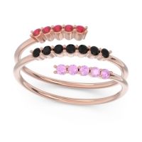 Black Onyx Fashion Ring In 18K Rose Gold With Ruby And Pink Tourmaline – Nirjhari Minimalist Ring
