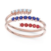 Blue Sapphire Fashion Ring In 14K Rose Gold With Aquamarine And Ruby – Nirjhari Minimalist Ring