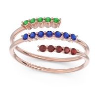 Blue Sapphire Fashion Ring In 18K Rose Gold With Emerald And Garnet – Nirjhari Minimalist Ring