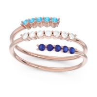 Lab Diamond Fashion Ring In 18K Rose Gold With Swiss Blue Topaz And Blue Sapphire – Nirjhari Minimalist Ring