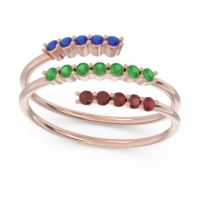 Emerald Fashion Ring In 18K Rose Gold With Blue Sapphire And Garnet – Nirjhari Minimalist Ring