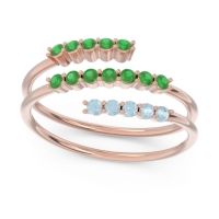 Emerald Fashion Ring In 18K Rose Gold With Aquamarine – Nirjhari Minimalist Ring