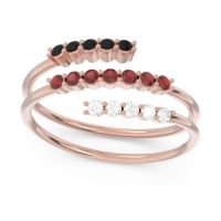 Garnet Fashion Ring In 18K Rose Gold With Black Onyx And Lab Diamond – Nirjhari Minimalist Ring
