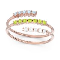 Peridot Fashion Ring In 18K Rose Gold With Aquamarine And Lab Diamond – Nirjhari Minimalist Ring