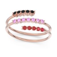 Pink Tourmaline Fashion Ring In 14K Rose Gold With Black Onyx And Ruby – Nirjhari Minimalist Ring