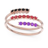 Ruby Fashion Ring In 18K Rose Gold With Black Onyx And Amethyst – Nirjhari Minimalist Ring