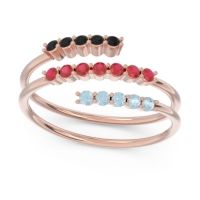 Ruby Fashion Ring In 18K Rose Gold With Black Onyx And Aquamarine – Nirjhari Minimalist Ring