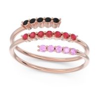 Ruby Fashion Ring In 18K Rose Gold With Black Onyx And Pink Tourmaline – Nirjhari Minimalist Ring