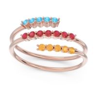 Ruby Fashion Ring In 18K Rose Gold With Swiss Blue Topaz And Citrine – Nirjhari Minimalist Ring
