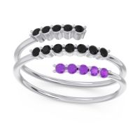 Black Onyx Fashion Ring In Palladium With Amethyst – Nirjhari Minimalist Ring
