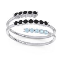 Black Onyx Fashion Ring In Palladium With Aquamarine – Nirjhari Minimalist Ring