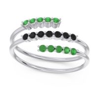 Black Onyx Fashion Ring In 14k White Gold With Emerald – Nirjhari Minimalist Ring