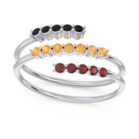 Citrine Fashion Ring In 14k White Gold With Black Onyx And Garnet – Nirjhari Minimalist Ring