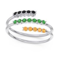 Emerald Fashion Ring In 14k White Gold With Black Onyx And Citrine – Nirjhari Minimalist Ring