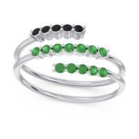 Emerald Fashion Ring In 14k White Gold With Black Onyx – Nirjhari Minimalist Ring