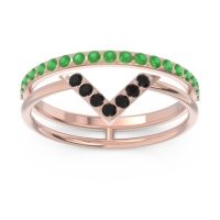 Modern Double Line V-Shape Pave Viparinama Ring