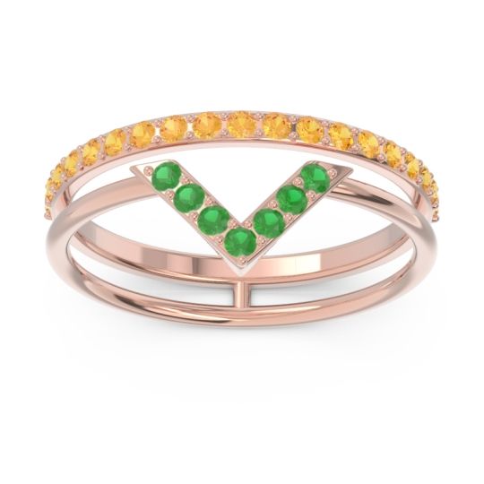 Modern Double Line V-Shape Pave Viparinama Ring