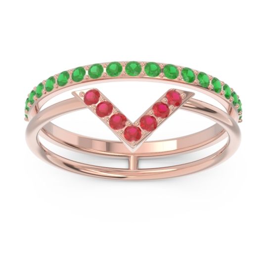 Modern Double Line V-Shape Pave Viparinama Ring