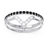 Modern Double Line V-Shape Pave Viparinama Ring