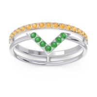 Modern Double Line V-Shape Pave Viparinama Ring