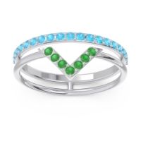 Modern Double Line V-Shape Pave Viparinama Ring