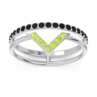 Modern Double Line V-Shape Pave Viparinama Ring