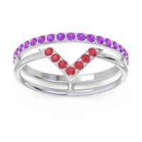 Modern Double Line V-Shape Pave Viparinama Ring