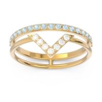 Modern Double Line V-Shape Pave Viparinama Ring