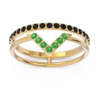 Modern Double Line V-Shape Pave Viparinama Ring