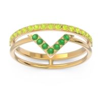 Modern Double Line V-Shape Pave Viparinama Ring