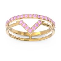 Modern Double Line V-Shape Pave Viparinama Ring