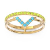 Modern Double Line V-Shape Pave Viparinama Ring